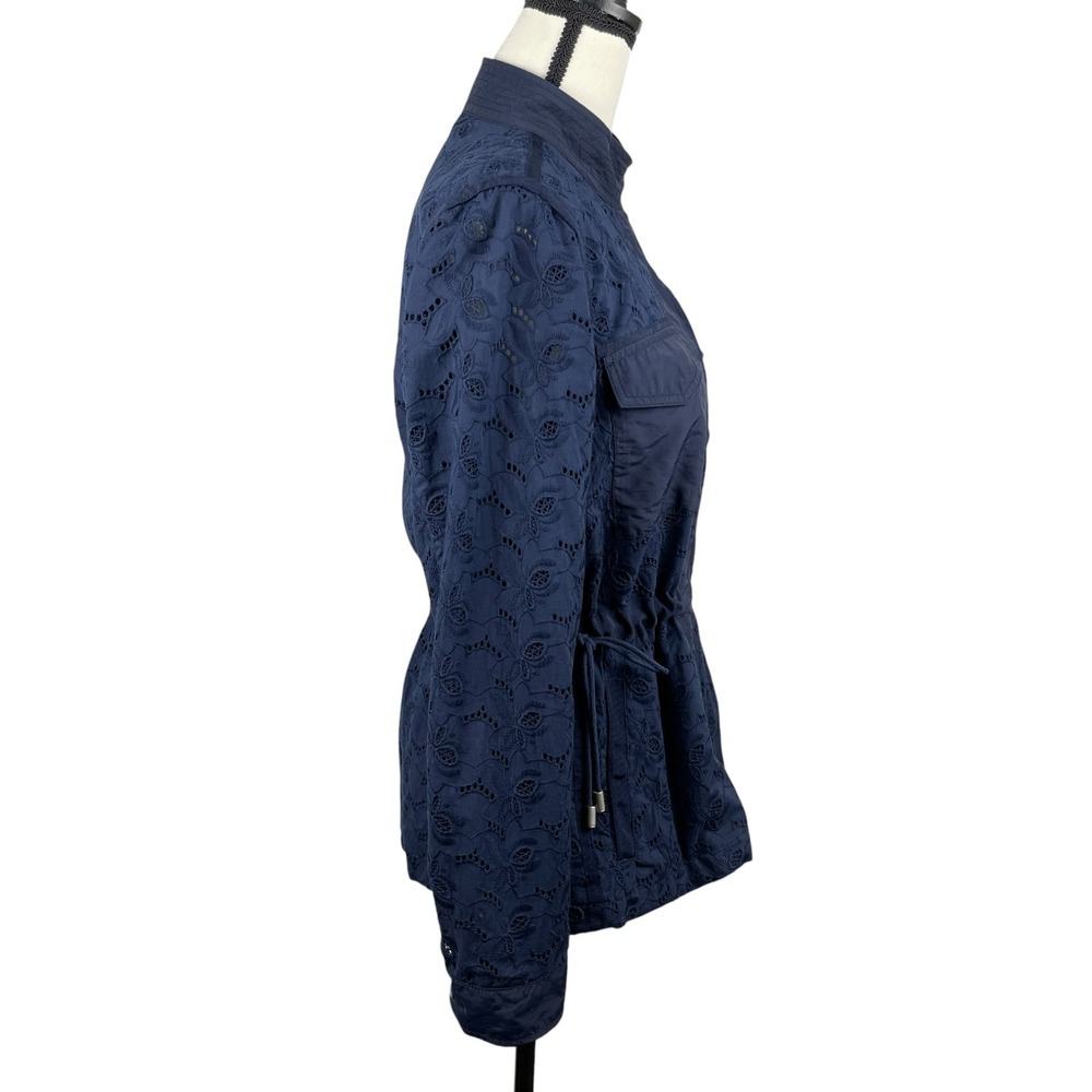 GAP Women's Utility Field Jacket Small Navy Eyelet Drawstring Waist Snap Front - Picture 4 of 13